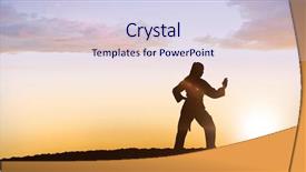  Presentation with karate - Colorful slides enhanced with female fighter performing karate stance backdrop and a sky blue colored foreground