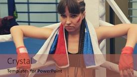  Presentation with boxing ring - Slide deck consisting of female-fighter-with-boxing-taping background and a coral colored foreground
