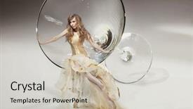  Presentation with perfect - Amazing PPT theme having female figure - perfect young beauty sitting backdrop and a light gray colored foreground