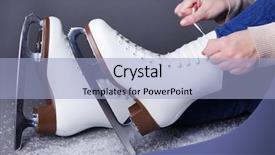  Presentation with gray - Slides enhanced with female figure - skater wearing skates on gray background and a light blue colored foreground