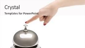  Presentation with bell service - Colorful PPT theme enhanced with female finger ringing service bell backdrop and a white colored foreground
