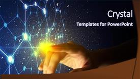  Presentation with hand touching finger digital - Slide set featuring female finger touching a beam background and a wine colored foreground