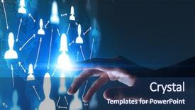  Presentation with connection - PPT layouts consisting of female finger touching a beam background and a navy blue colored foreground