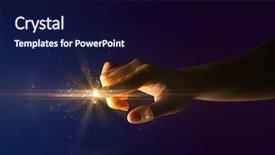  Presentation with hand touching finger digital - PPT theme featuring female finger touching a beam background and a navy blue colored foreground