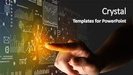  Presentation with finger - Cool new presentation theme with female finger touching a beam backdrop and a dark gray colored foreground