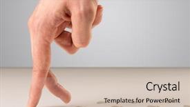  Presentation with human footsteps in the sand - Slide deck having female fingers walking with footsteps background and a soft green colored foreground