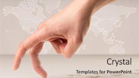  Presentation with showing world map for shipping - PPT theme featuring female fingers walking with footsteps background and a lemonade colored foreground