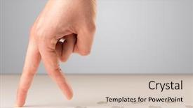  Presentation with human footsteps in the sand - Amazing PPT theme having female fingers walking with footsteps backdrop and a lemonade colored foreground