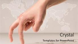  Presentation with showing world map for shipping - Presentation theme consisting of female fingers walking with footsteps background and a soft green colored foreground