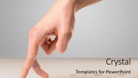  Presentation with fingers - Amazing PPT theme having female fingers walking with footsteps backdrop and a soft green colored foreground