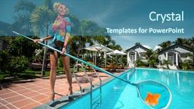  Presentation with high net worth - Beautiful slide set featuring female fishing with a net backdrop and a  colored foreground