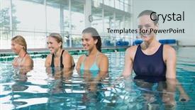  Presentation with aerobics - Colorful slides enhanced with female fitness class doing aqua backdrop and a lemonade colored foreground