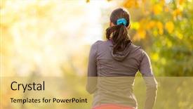  Presentation with orchestra silhouette music outside - Slide deck enhanced with female fitness model training outside background and a yellow colored foreground