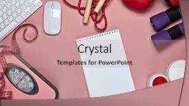  Presentation with nutrition supplements - PPT theme having female fitness still life sports background and a coral colored foreground