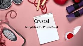  Presentation with female sport - Theme featuring female fitness still life sports background and a coral colored foreground