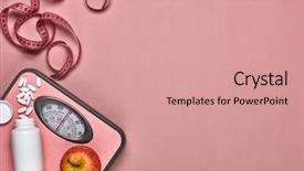  Presentation with nutrition supplements - Theme having female fitness still life sports background and a coral colored foreground