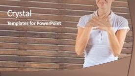  Presentation with trainer - Cool new PPT theme with female fitness trainer giving instructions in gym backdrop and a coral colored foreground