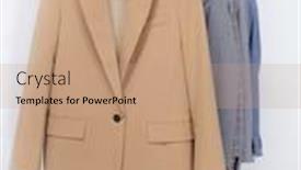  Presentation with formal jacket - Presentation theme having female-five-formal-business-brown background and a coral colored foreground