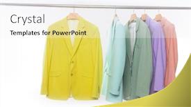  Presentation with formal jacket - Slide deck having female-five-formal-business-colour background and a white colored foreground