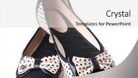  Presentation with black female - Slide deck enhanced with female flat ballet shoes patterned with black polka dots isolated on white background and a white colored foreground