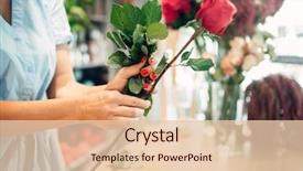  Presentation with roses - Beautiful slide deck featuring female florist holds fresh red backdrop and a lemonade colored foreground