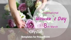  Presentation with international - PPT layouts featuring female florist making bouquet text international woman's day 8th march on background background and a gray colored foreground