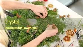  Presentation with steel making shop - Amazing presentation theme having female florist making christmas wreath backdrop and a tawny brown colored foreground