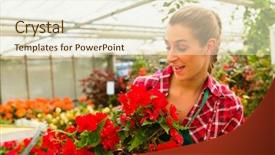  Presentation with nursery - Theme with young woman with sensual face long beautiful hair in stylish clothes holding red umbrella in windy weather outdoor background and a gray colored foreground