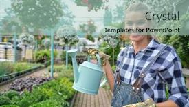  Presentation with nursery - Theme enhanced with female-florist-or-gardener background and a mint green colored foreground