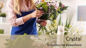  Presentation with flower - Amazing slide set having female florist working in flower backdrop and a coral colored foreground
