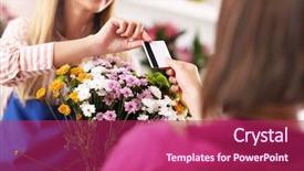  Presentation with flower - PPT theme having female florist working in flower background and a violet colored foreground