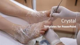  Presentation with foot treatment - Slides having female-foot-in-process background and a coral colored foreground