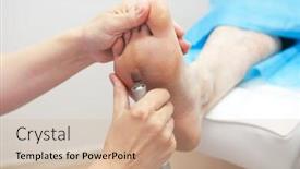  Presentation with beauty salon - Audience pleasing theme consisting of female foot pedicure in a beauty salon backdrop and a soft green colored foreground