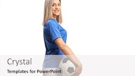  Presentation with female soccer - PPT layouts having female-football-player-holding background and a white colored foreground