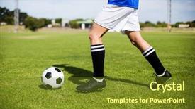  Presentation with female soccer - Cool new PPT theme with female football player practicing soccer in a stadium backdrop and a tawny brown colored foreground