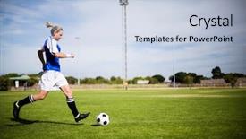  Presentation with female soccer - PPT layouts consisting of female football player practicing soccer background and a light blue colored foreground