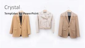  Presentation with formal jacket - Amazing slide deck having female-formal-business-brown-suit backdrop and a sky blue colored foreground