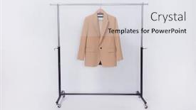  Presentation with formal jacket - Amazing slide deck having female-formal-business-brown-suit backdrop and a white colored foreground