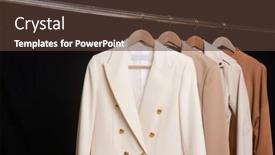  Presentation with formal jacket - Colorful presentation design enhanced with female-formal-business-colour-suit backdrop and a tawny brown colored foreground