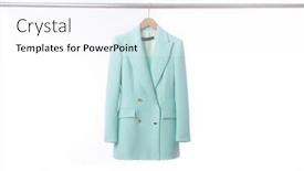  Presentation with formal jacket - PPT layouts consisting of female-formal-business-light-green background and a white colored foreground