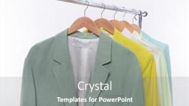  Presentation with formal jacket - Presentation theme featuring female-formal-business-light background and a gray colored foreground