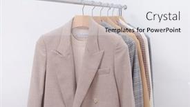  Presentation with blue formal - Theme consisting of female-formal-business-suit-jacket background and a white colored foreground