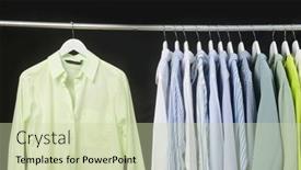  Presentation with formal jacket - Slide set having female-formal-business-suit-jacket background and a soft green colored foreground