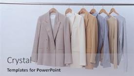  Presentation with blue formal - Audience pleasing theme consisting of female-formal-business-three-suit backdrop and a lemonade colored foreground