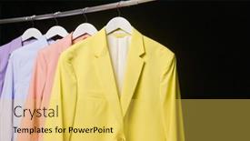  Presentation with blue formal - Presentation design consisting of female-formal-business-three-suit background and a yellow colored foreground