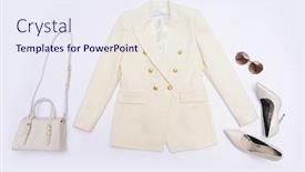  Presentation with formal jacket - Presentation theme consisting of female-formal-business-white-suit background and a sky blue colored foreground