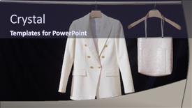  Presentation with formal jacket - Theme having female-formal-business-white-suit background and a wine colored foreground