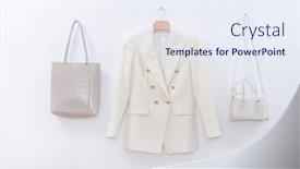  Presentation with formal jacket - Slides enhanced with female-formal-business-white-suit background and a sky blue colored foreground