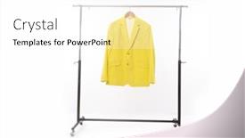  Presentation with formal jacket - Presentation theme featuring female-formal-business-yellow-suit background and a white colored foreground