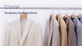  Presentation with formal jacket - Audience pleasing PPT theme consisting of female-formal-four-different-colorful backdrop and a sky blue colored foreground